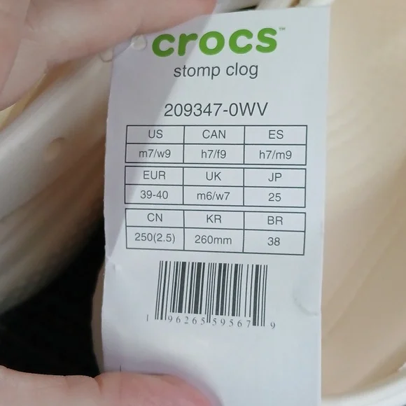 NWT Crocs Stomp Clog Chalk Women Size 9 Men Size 7(209347-0WV) - Picture 6 of 6